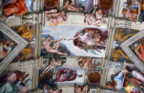 Detail of the Sistine Chapel by Michelangelo in Rome